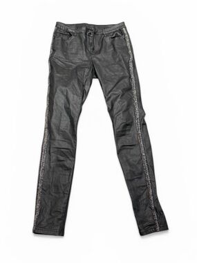 Coated jeans with rock 'n' roll silver stripe